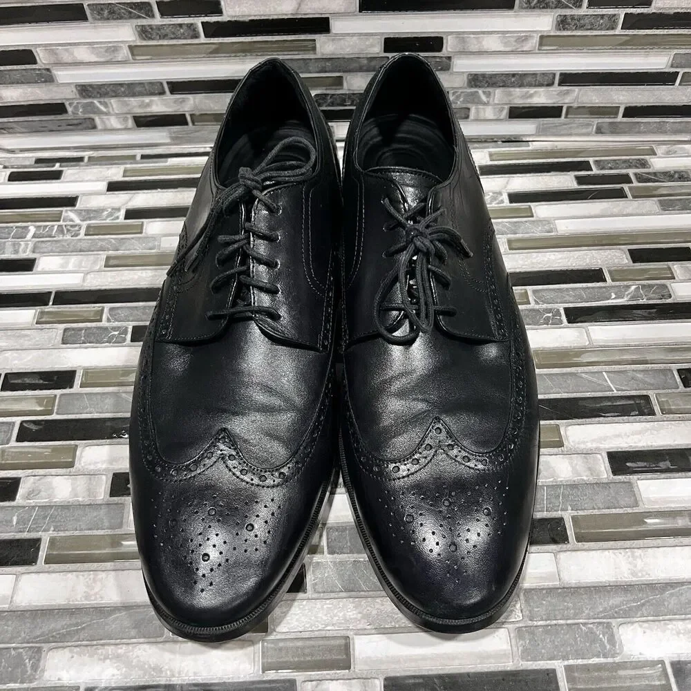 Cole Haan Grand OS C23793 Jefferson Leather Black‎ Wingtip Shoes Mens Size 13 M